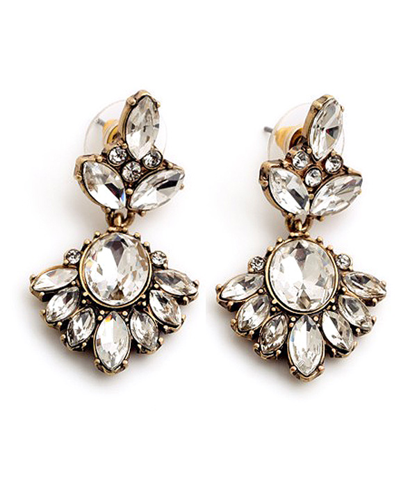 BOUTIQUE STYLE FACET CRYSTAL DROP EARRING