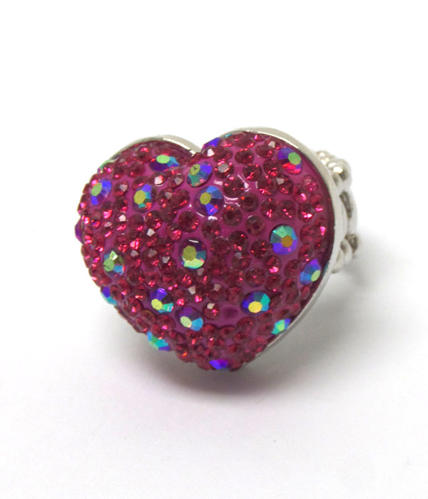 PUFFY HEART WITH CRYSTALS RING -valentine