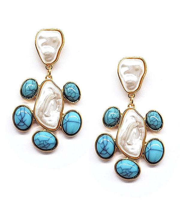 TURQUOISE AND MOP MIX EARRING