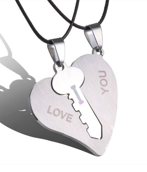 LOVE HEART AND KEY TWO PIECE NECKLACE