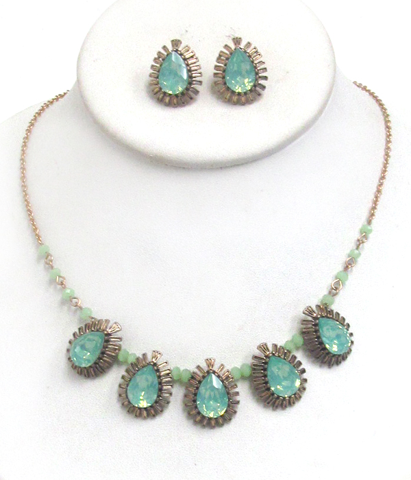 CATHERINE POPESCO INSPIRED OPAL CRYSTALS NECKLACE SET 