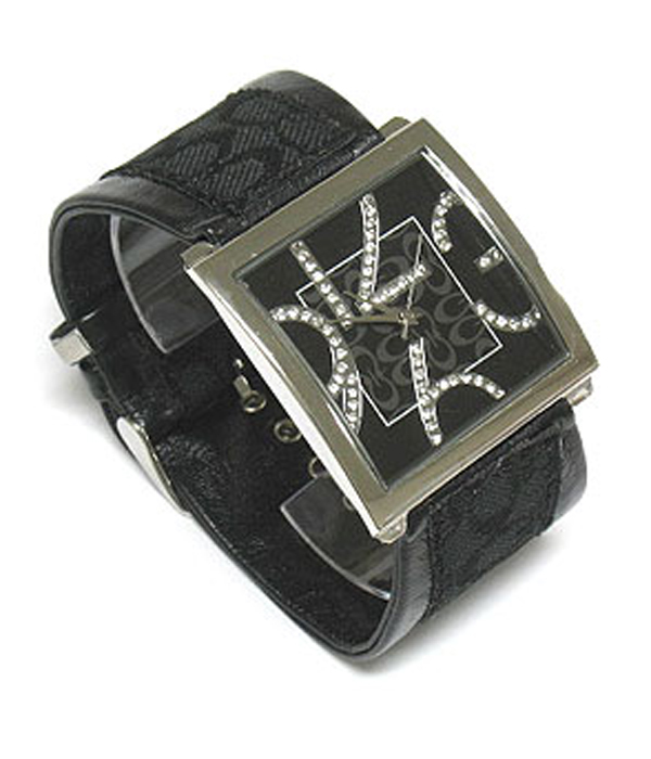 DESIGNER PATTERN INSPIRED DIAL AND LEATHER BAND WATCH
