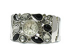 MULTI CRYSTAL AND EPOXY STONE DECO CUFF WATCH