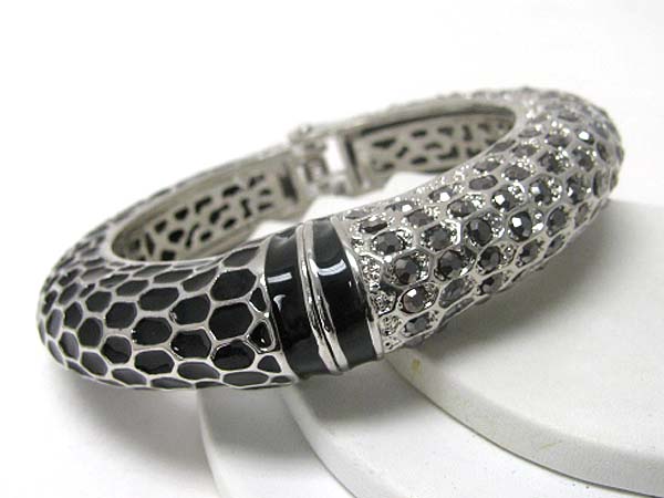 CRYSTAL AND EPOXY DECO BEE HIVE PATTERN BRACELET