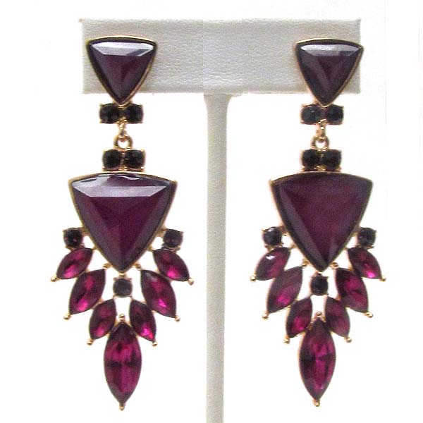 FACET TRIANGLE AND ARROWHEAD STONE MIX DROP EARRING