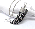 CRYSTAL ZEBRA PATERN LARGE HORN DROP LONG CHAIN NECKLACE
