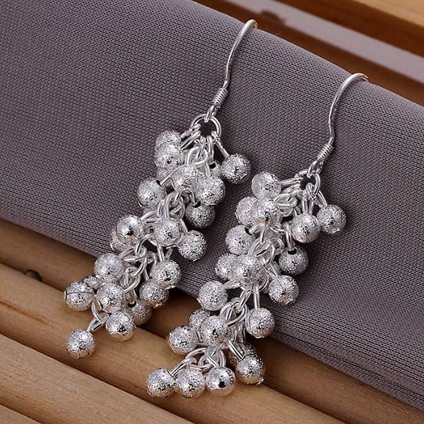 925 STERLING SILVER PLATED MULTI BALL DROP EARRING