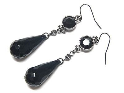 CRYSTAL AND FACET GLASS TEAR DROP EARRING