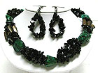 NATURAL STONE AND CHIP STONE LINK NECKLACE SET