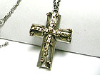 CRYSTAL CROSS PENDANT LONG CHAIN NECKLACE