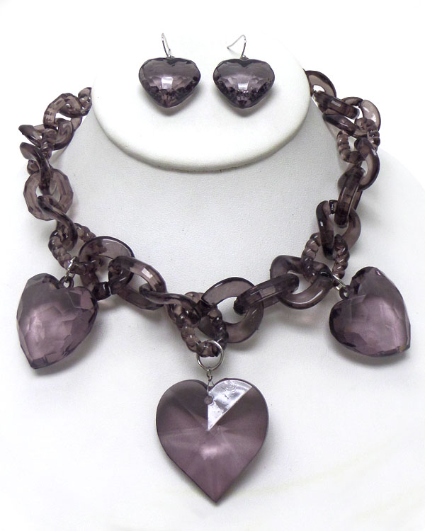 LINKED CIRCLES WITH HEARTS NECKLACE SET 