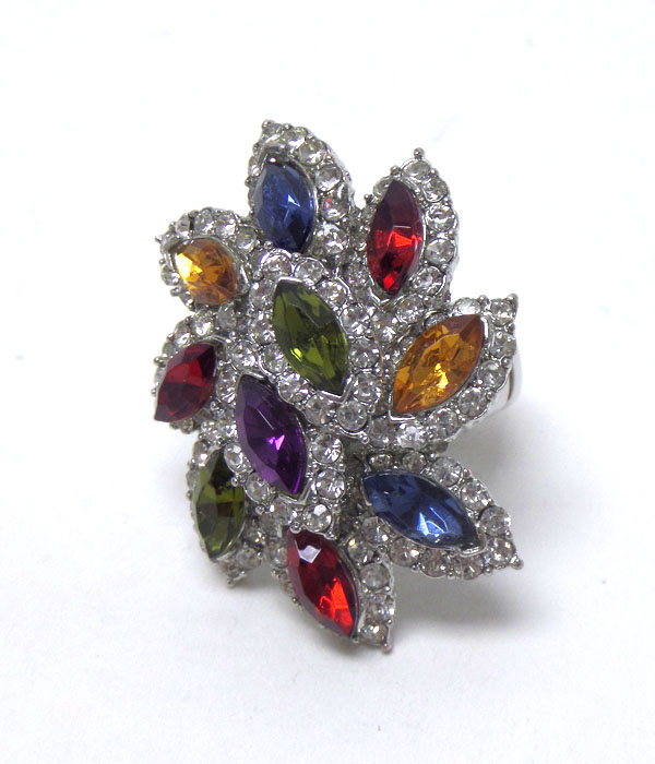 FLOWER WITH CRYSTALS RING