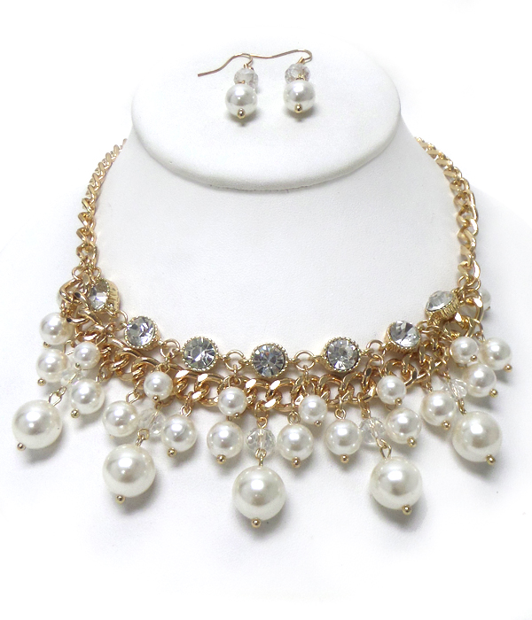 PEARL WITH CRYSTALS NECKLACE SET