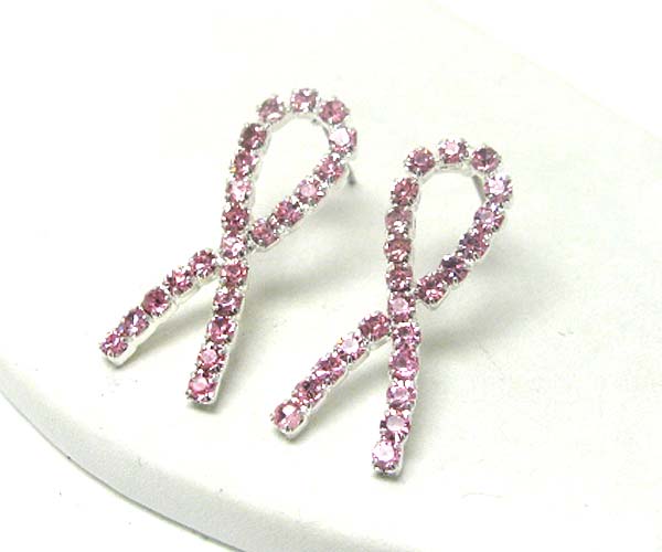 CRYSTAL PINK RIBBON EARRING - BREAST CANCER AWARENESS