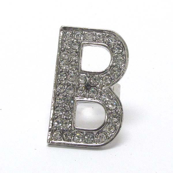 CRYSTAL DECO INITIAL ADJUSTABLE RING - B