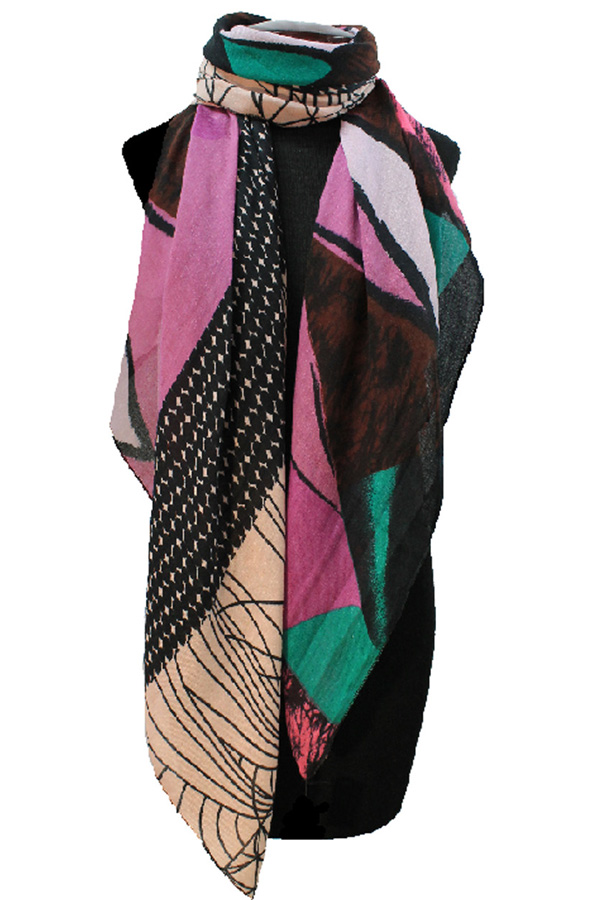 MULTI LEAF PATTERN ABSTRACT SCARF