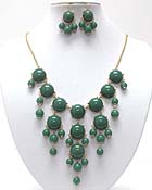 20 MM MULTI ACRYL PUFFY ROUND BUBBLE NECKLACE EARRING SET