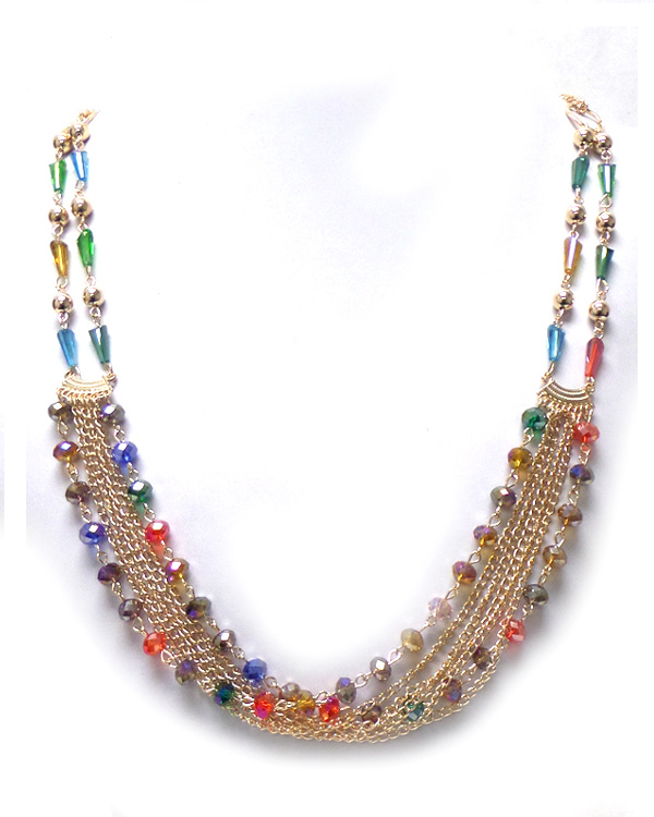 CHAIN AND BEADED LAYER NECKLACE