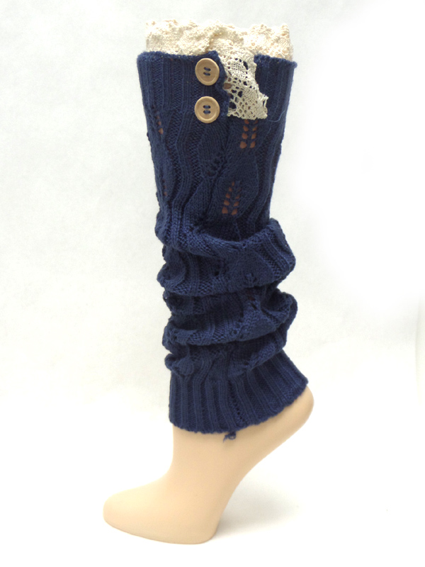 VINTAGE LACE AND BUTTON ACCTNE VINTAGE CROCHET LONG LEG WARMERS - BOOT CUFFS