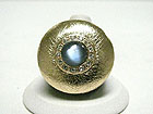 CAT EYE STONE AND CRYSTAL ACCENT SCRATCH METAL ROUND STRETCH RING