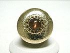 CAT EYE STONE AND CRYSTAL ACCENT SCRATCH METAL ROUND STRETCH RING