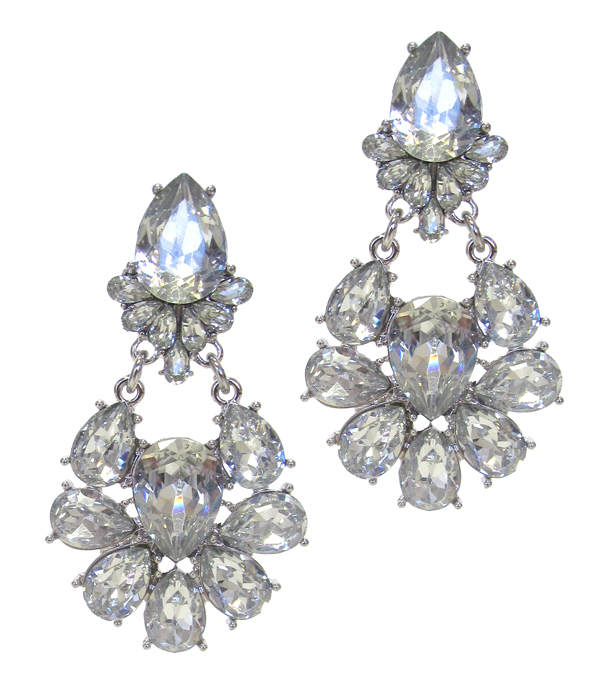 FACET GLASS AND CRYSTAL MIX DROP EARRING