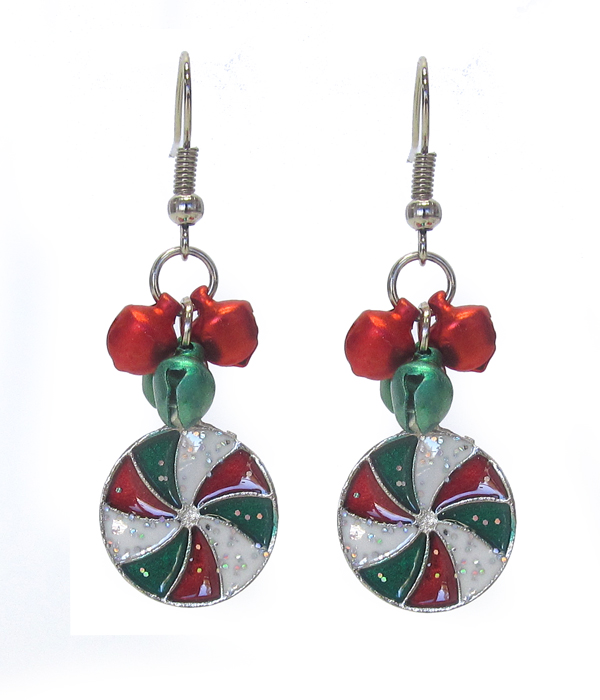 CHRISTMAS THEME BELL CANDY EARRING
