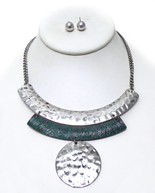 BURNISH SILVER WITH PATINA NECKLACE SET