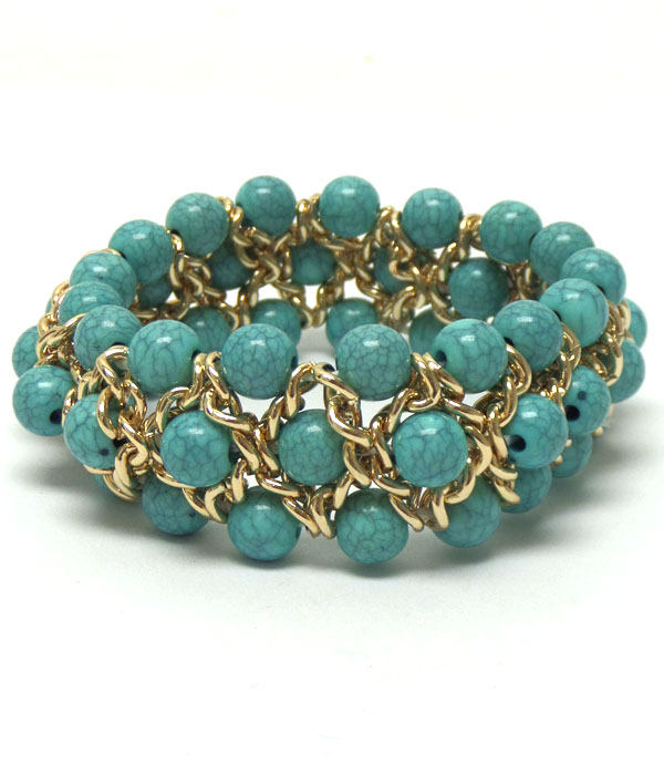 CHAIN AND BEADS STRETCH BRACELET