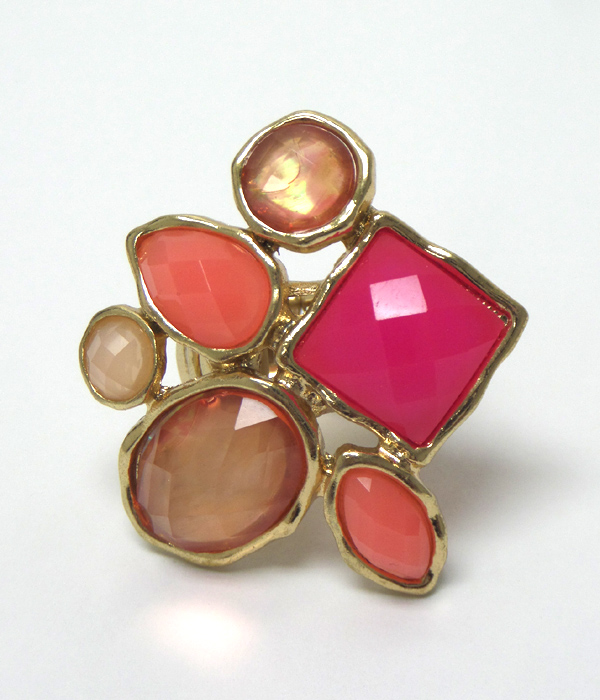 MULTI SHAPE WITH STONES RING
