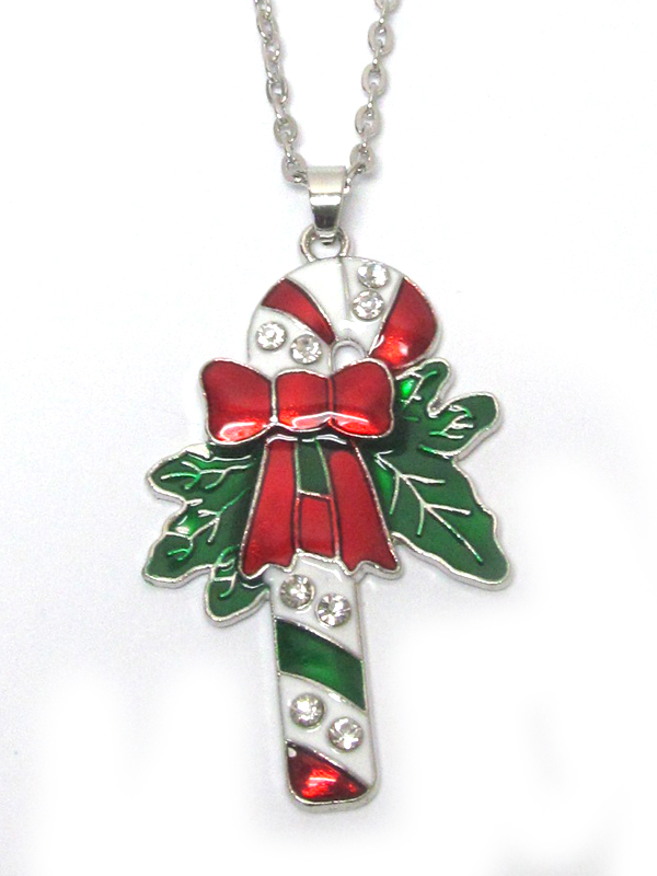 HOLIDAY CHRISTMAS CANDY CANE NECKLACE 