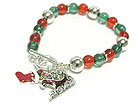 SANTA THEME CHRISTMAS COLOR BEADS STRETCH BRACELET