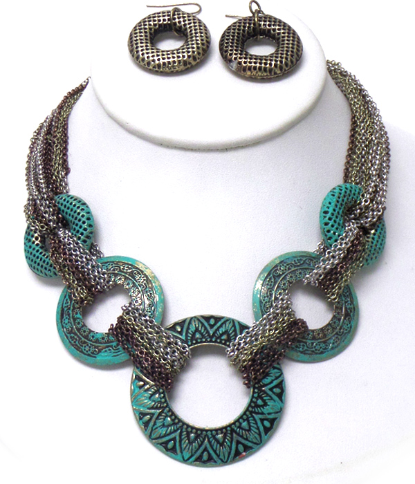 FILIGREE TEXTURE WITH PATINA NECKLACE SET