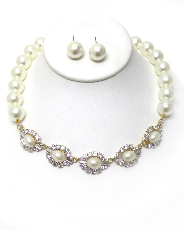 PEARL AND CRYSTALS NECKLACE SET