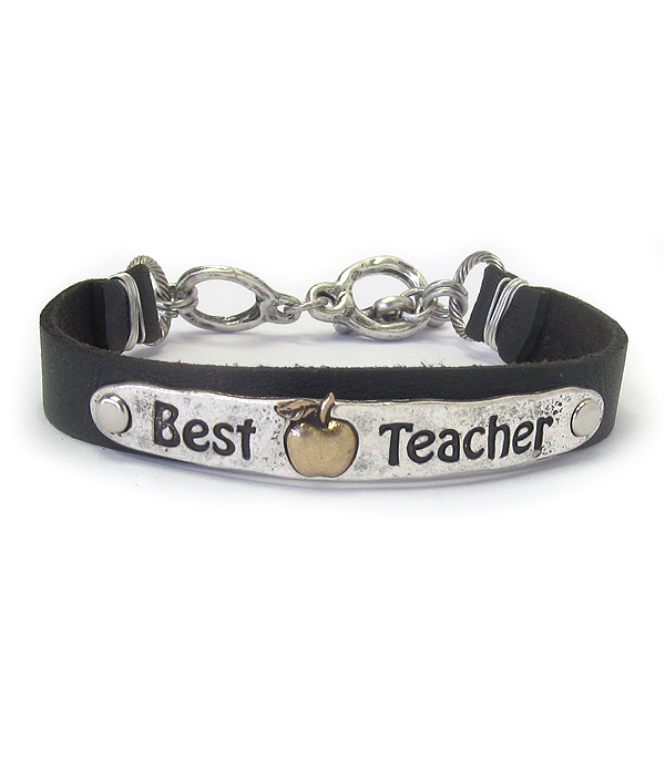 LEATHER TOGGLE BRACELET - BEST TEACHER