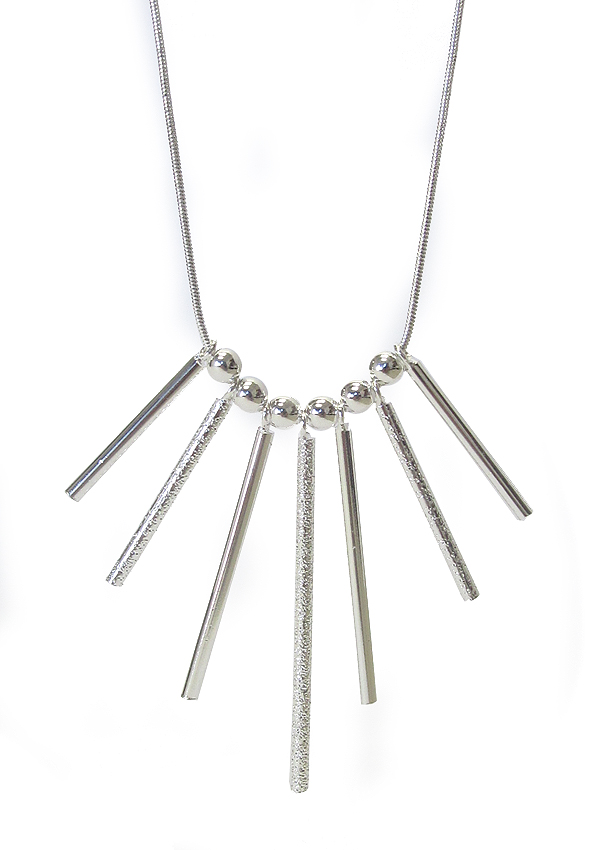 STERLING SILVER PLATED METAL BAR DROP NECKLACE