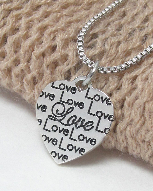 LOVE MESSAGE HEART DUAL FACE PENDANT NECKLACE - MANY LOVE