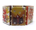 CRYSTAL DECO PAPER ART WORK WOOD STRETCH BRACELET - FALL LEAVES