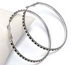 ROUND METAL PATTERN CRYSTAL HOOP EARRING - WEAR RESISTANT ELECTRO PLATING
