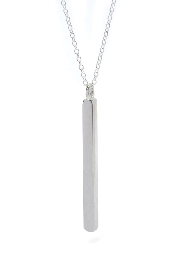 925 STERLING SILVER PLATING LONG BAR PENDANT NECKLACE