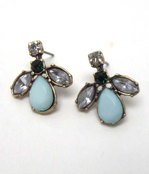 STONE AND CRYSTAL STUD EARRINGS