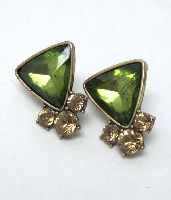 TRIANGLE WITH STONE STUD EARRINGS