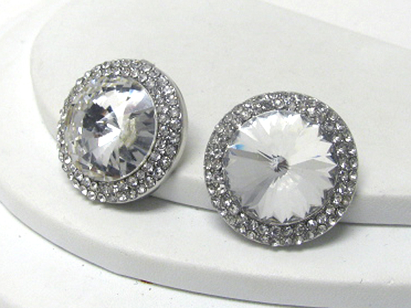 FACET GLASS AND CRYSTAL EDGED EARRING