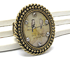 CRYSTAL TEXTURED DECO OVAL STRETCH RING - TWO BIRD PIC