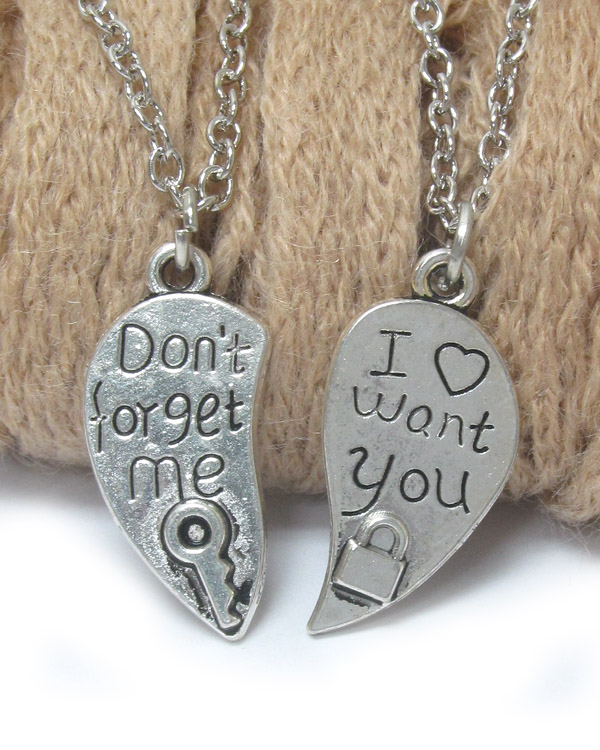 DONT FORGET ME I WANT YOU DUAL PENDANT NECKLACE