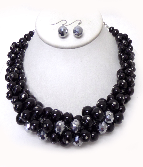 CHUNKY MULTI PEARL NECKLACE SET