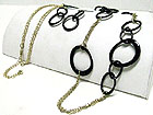 MULTI CHAIN AND ROUND METAL LINK LONG NECKLACE SET