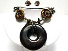 CERAMIC DONUT AND SEED BEADS LINK NECKLACE SET