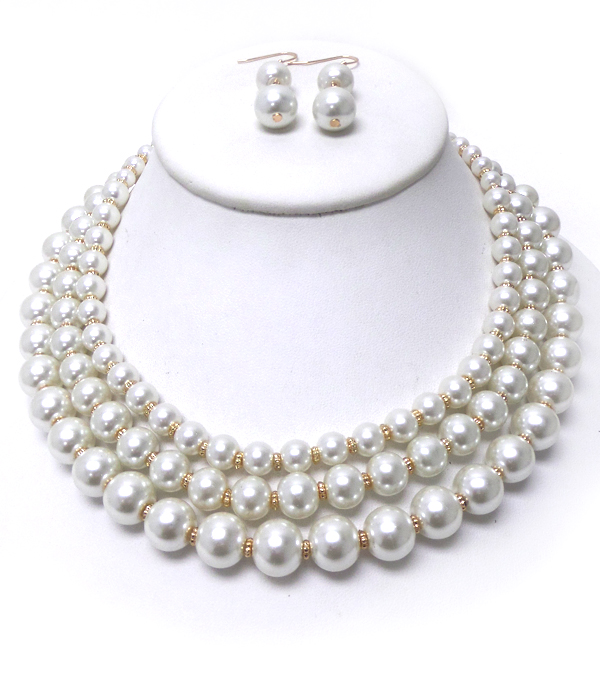 THREE LAYER PEARL NECKLACE SET