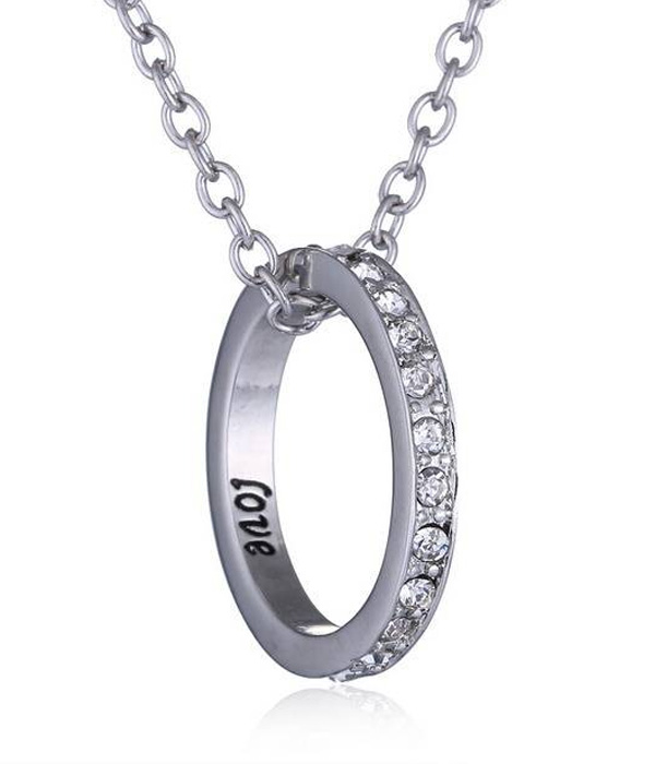 LOVE MESSAGED INSIDE CRYSTAL STUD RING NECKLACE